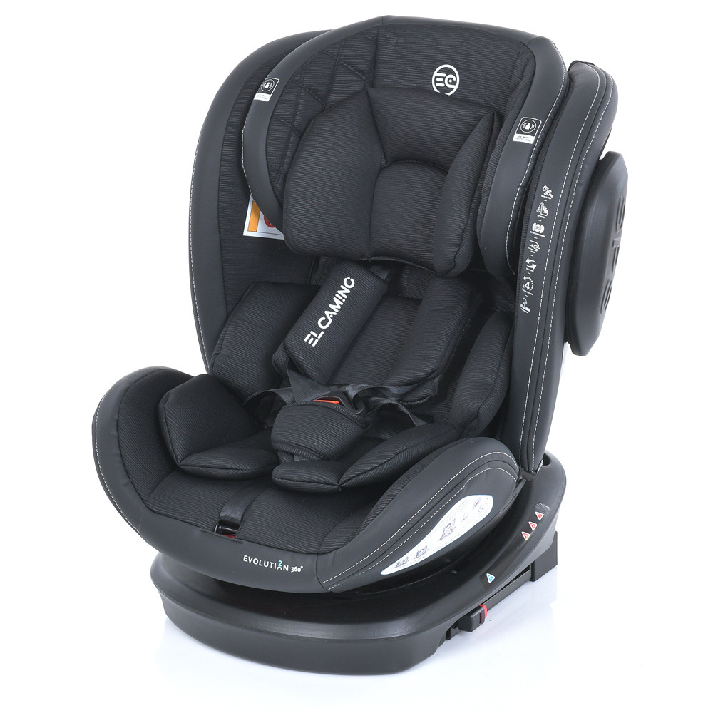 Автокрісло трансформер EL CAMINO ME 1045 EVOLUTION Black Striped + поворот на 360 + Isofix 0-36 кг, фото 1
