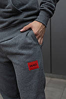 Модный повседневный спортивный серый мужской костюм, комплект базовый, штаны и кофта Hugo Boss для мужчины - С