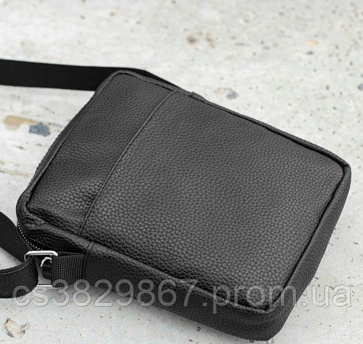 Мужская стильная сумка мессенджер KLOD черная кожаная молодежная через ...