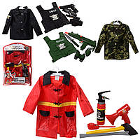 Набор спасателей (3 вида полиция, пожарный, военный, костюм, аксессуары) F012-S012-M012