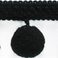 Тасьма з помпонами 20 мм Чорна (декоративна)