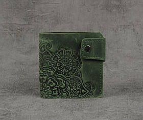 Шкіряний гаманець ручної роботи з орнаментом "Квіти"