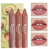 Набір 3 в 1 Губні помади-олівці Teayason Lipstick матові в різних кольорових нюдових гаммах., фото 3
