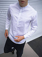 Мужская белая рубашка котонновая с длинным рукавом ,Мужская стильная белая рубашка классическая демисезонная