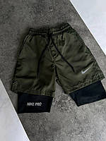 Чоловічі спортивні шорти + лосини Nike M1645 хакі S