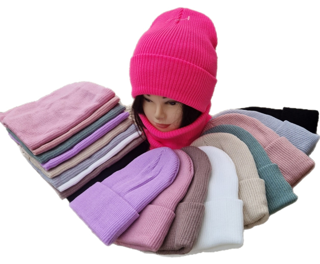 Оптом 91029. Комплект зимовий для дівчинки-підлітка шапка і снуд, Фліс різні кольори (3-20 років)