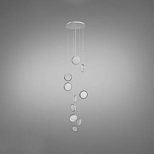 Підвісний сучасний світильник на 10 ламп світлодіодний 66 Вт колір каркасу хром D-4116/10HR