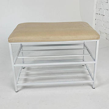 Банкетка для взуття Женева-3 50 см велюр бежевий 3-0-9003