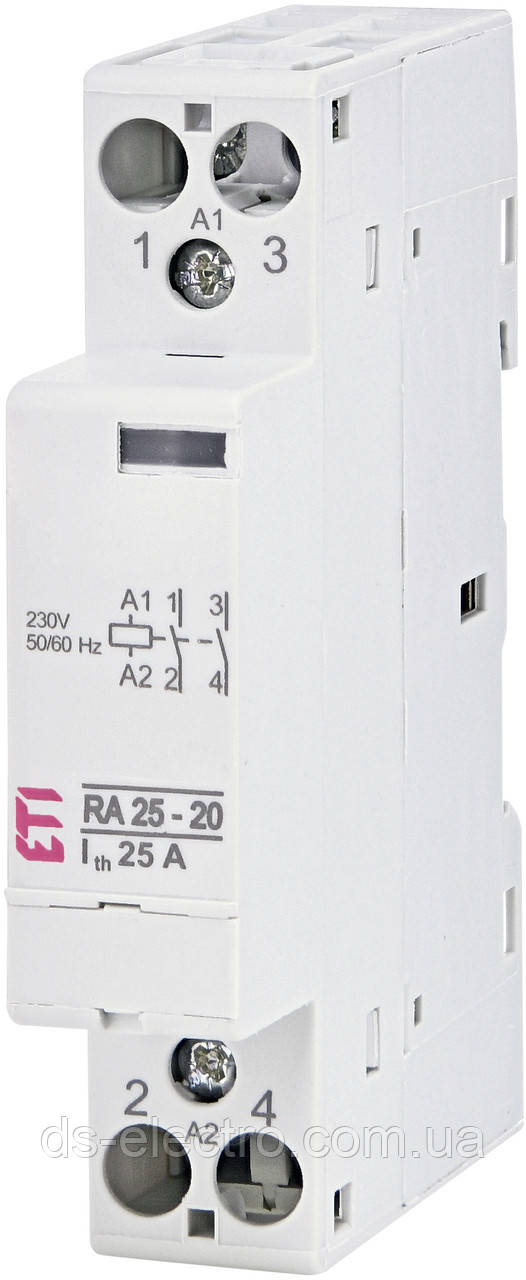 Контактор RA 20/25 (Котушка AC230V; виконання 1-модуль), ETI, 2 М.Про., 25 А