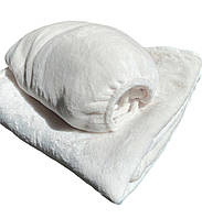 Набір плед і чохол плюшевий, багаторазовий для кушетки, колір: молочний для масажу