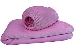 Набір плед і чохол плюшевий, багаторазовий для кушетки, колір: ніжно розовий для масажу