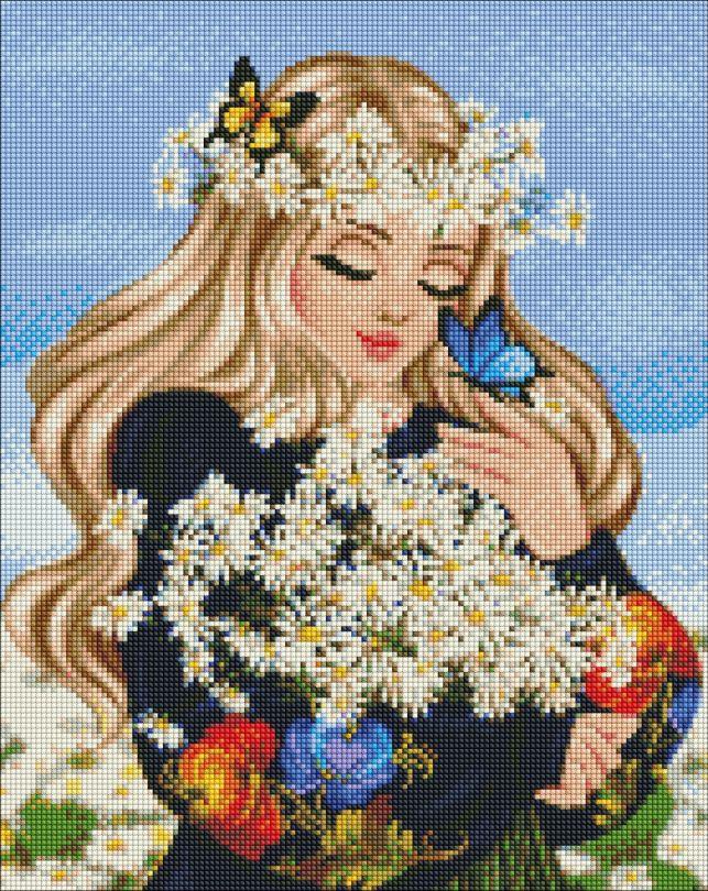 Картина стразами Ідейка Ромашкове поле ©krizhanskaya (AMO7625) 40 х 50 см (На підрамнику)