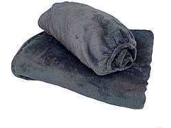 Набір плед і чохол плюшевий, багаторазовий для кушетки, колір: темно-сірий для масажу