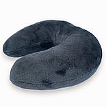 Плюшева підголовник-подушка "Підкова" темно-сірий колір для косметологічної кушетки та масажного столу, фото 2