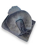 Плюшева підголовник-подушка "Підкова" темно-сірий колір для косметологічної кушетки та масажного столу, фото 3