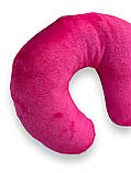 Плюшева підголовник-подушка "Підкова" малиновий колір для косметологічної кушетки та масажного столу, фото 2