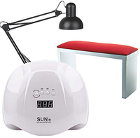 Маникюрный набор для мастера: Лампа для маникюра Sun X, 54W, лампа настольная, подставка для маникюра ON