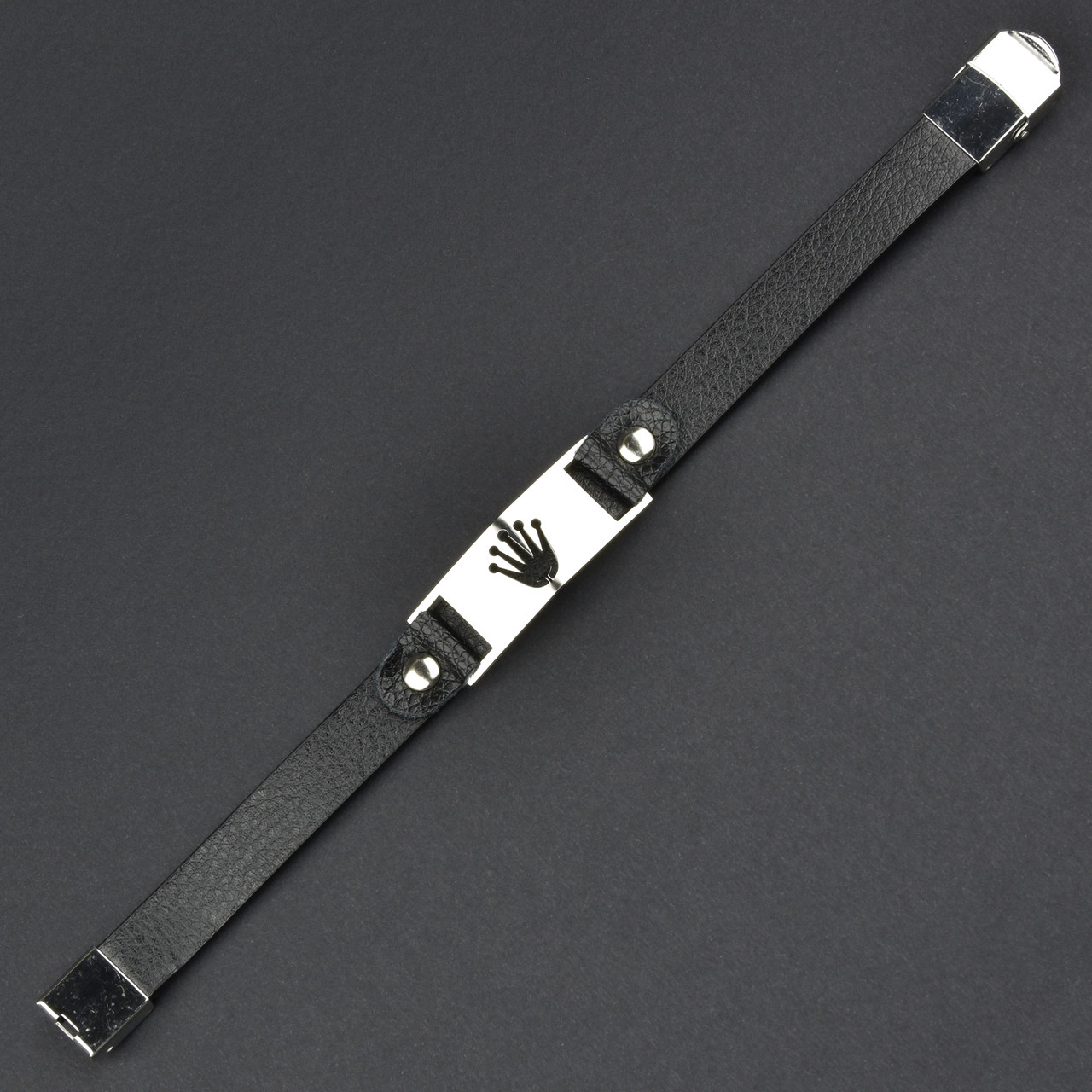 Чоловічий браслет чорний каучуковий сталева вставка корона Stainless Steel довжина 21 см ширина 12 мм