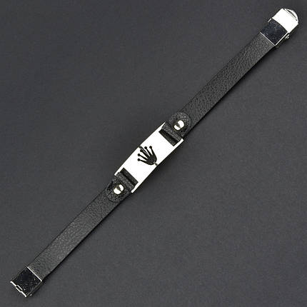 Чоловічий браслет чорний каучуковий сталева вставка корона Stainless Steel довжина 21 см ширина 12 мм, фото 1