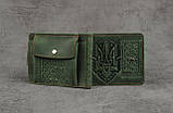Шкіряний затискач-гаманець для купюр з орнаментом "Тризуб", фото 2