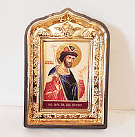 Икона Борис святой мученик благородный великий князь, лик 6х9, в пластиковой черной рамке