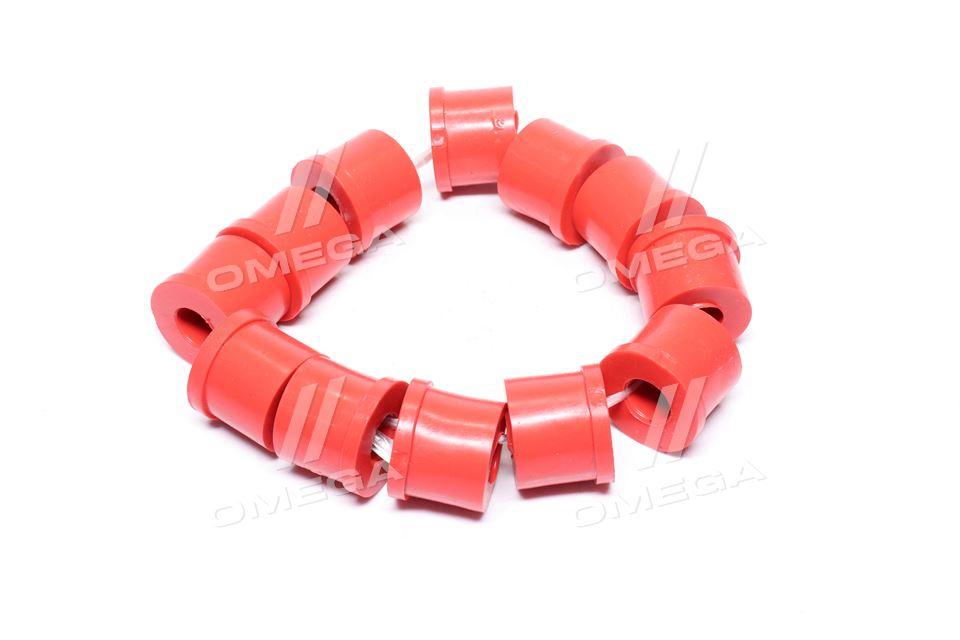 Втулка ушка рессоры УАЗ (12 штук, силикон КРАСНЫЙ, РЕМОНТНАЯ D=42 мм ...