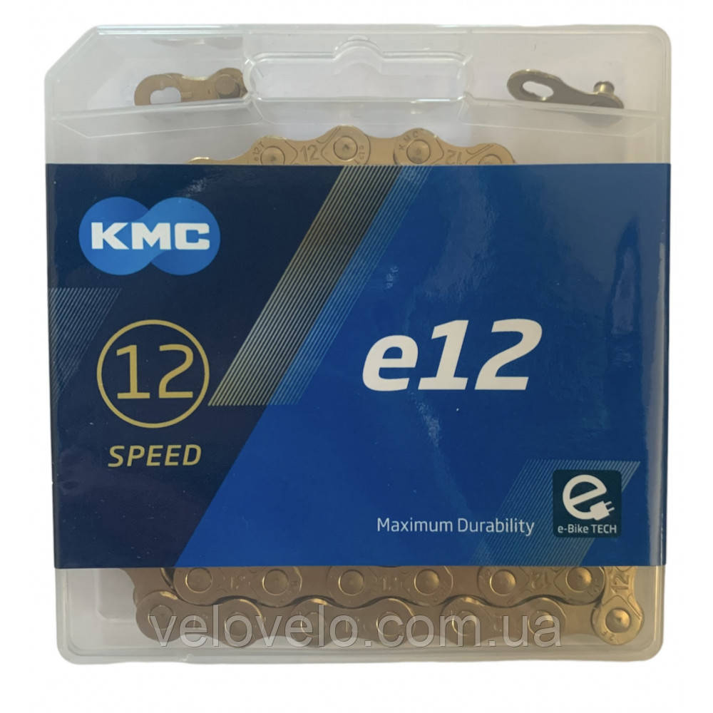 Ланцюг KMC e12 Ti-N Gold 130 ланок з замком в боксі