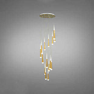 Підвісна сучасна люстра на 15 ламп світлодіодна колір каркасу золотий D-4113/15G