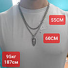 Срібний комплект із чорнінням кулон Архангел Михаїл та ланцюжок 30 г 925 проба, фото 5