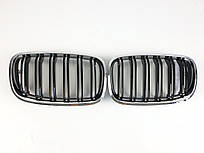 Ноздрі на BMW X5 E70 2007-2013 рік Чорні Глянсові Хром Рамка ( Подвійні M-Look)