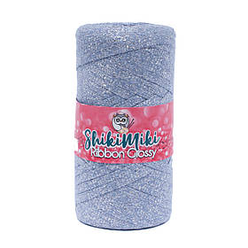 Трикотажний плоский шнур Ribbon Glossy, колір Блакитний бузок