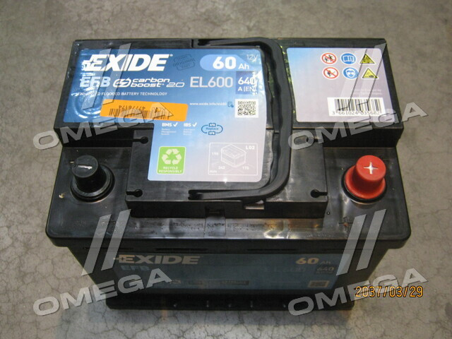 Акумулятор 60Ah-12v Exide EFB (242х175х190), R, EN640 EL600 UA51