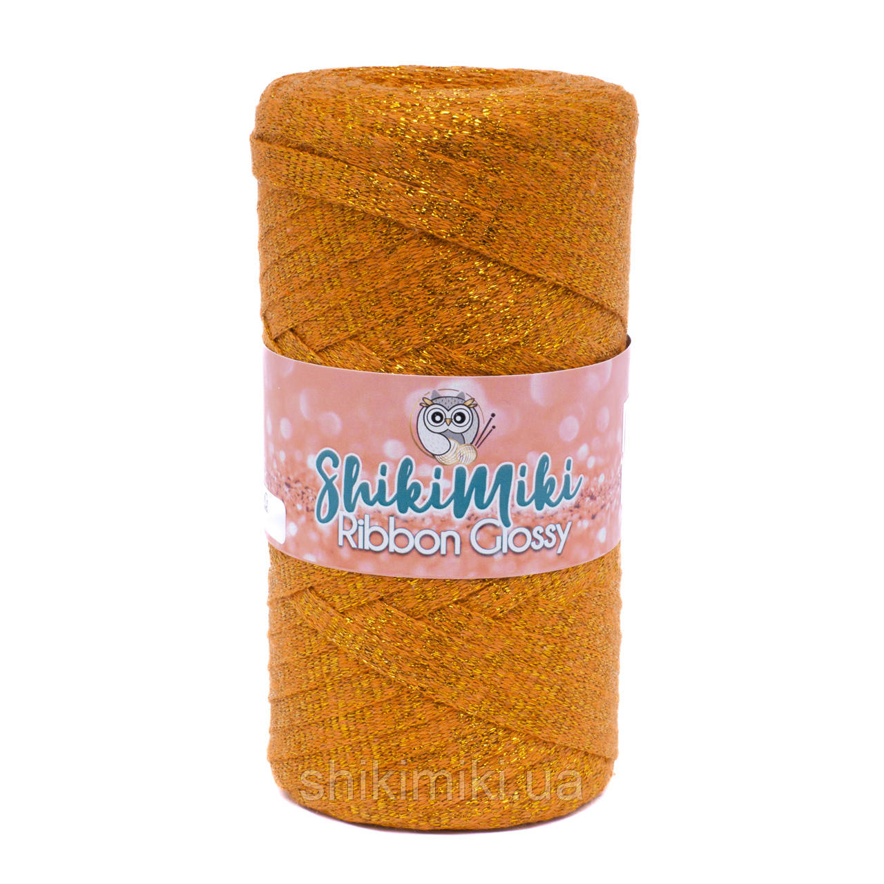 Трикотажний плоский шнур Ribbon Glossy, колір Морквяний