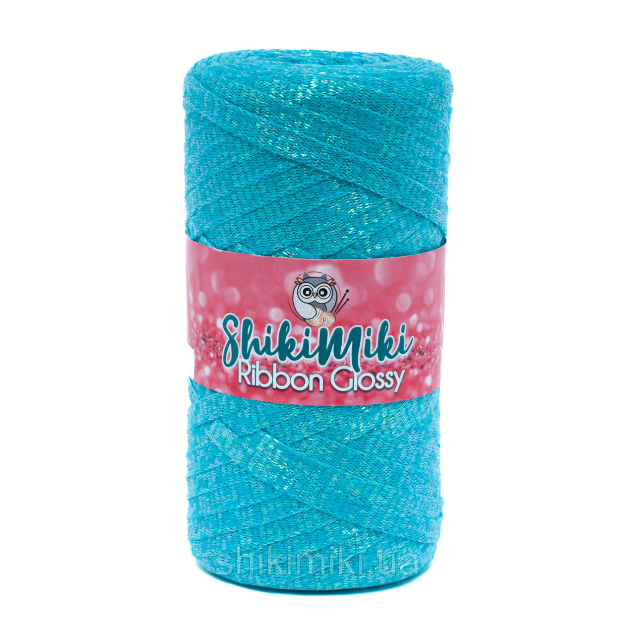 Трикотажний плоский шнур Ribbon Glossy, колір Небесно-бірюзовий
