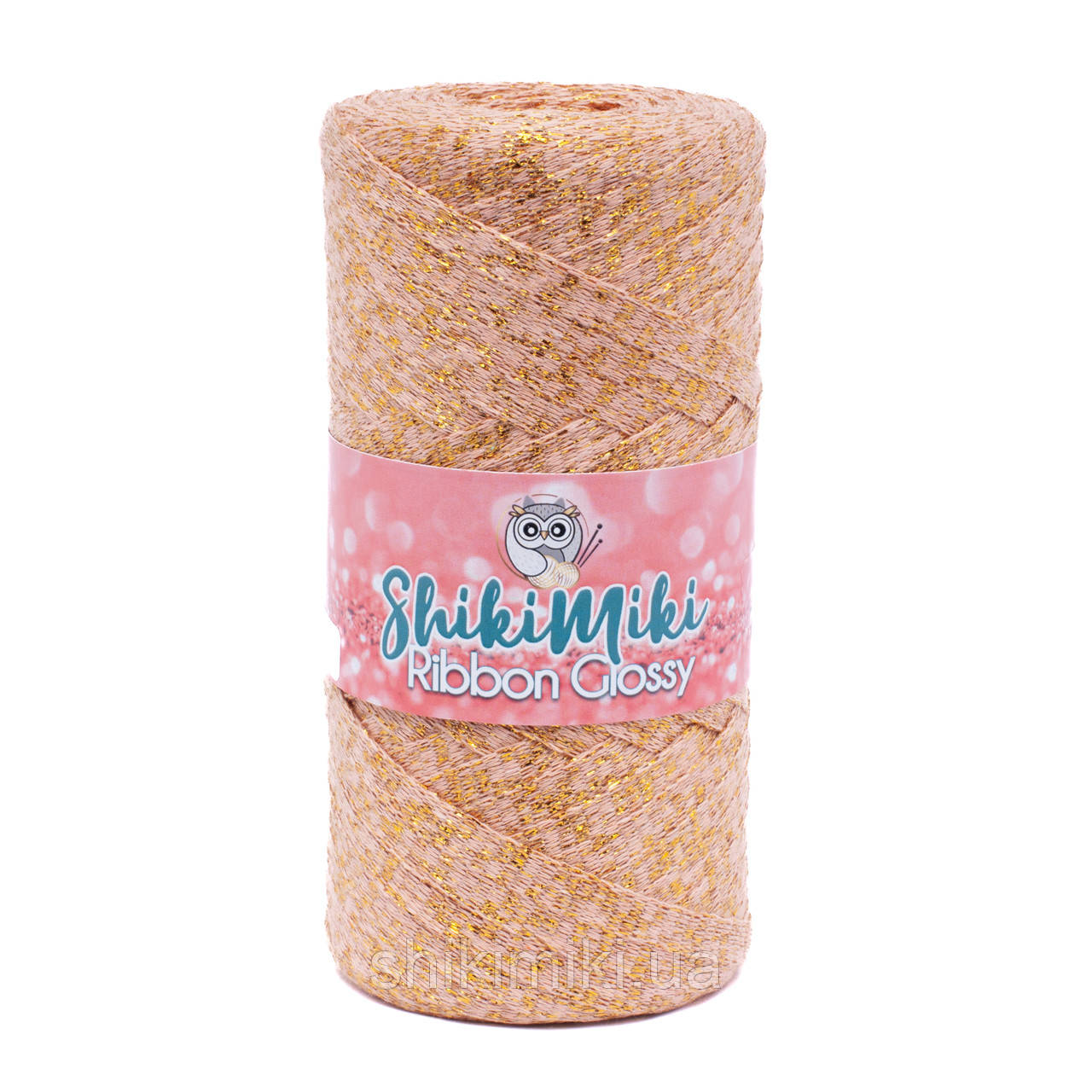 Трикотажний плоский шнур Ribbon Glossy, колір Персиковий корал, фото 1