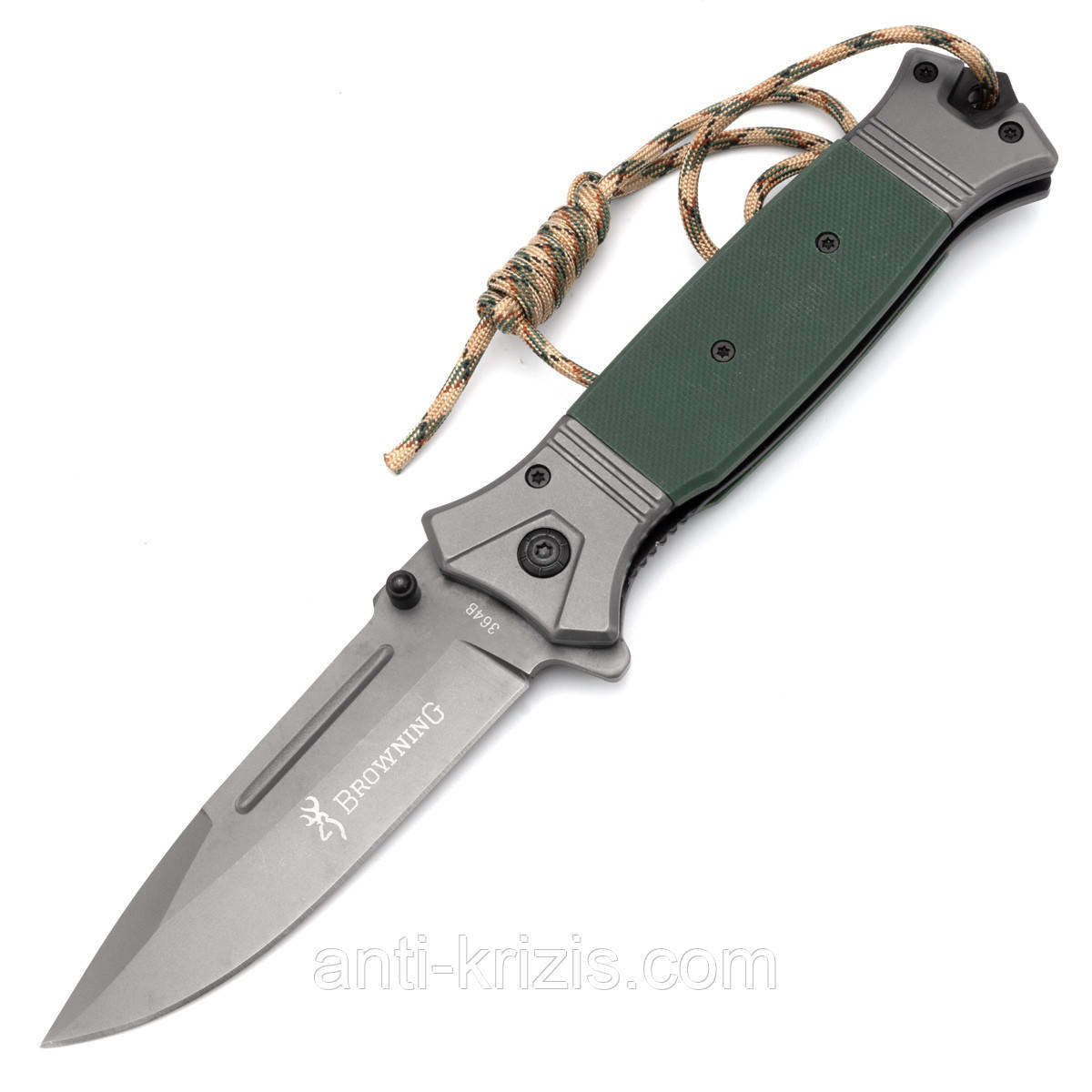 ВІДЕО-ніж складаний Browning 3641 Зелений з кліпсою+темляк