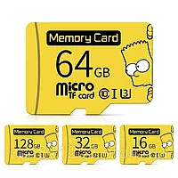 Карта памяти memory CARD 128GB microSD Class 10 флешка 128 gb кастомизированная Барт Симпсон