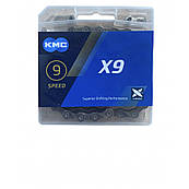 Ланцюг KMC X9 Gray 1/2 X 11/128 114 ланок з замком в боксі