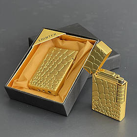 Запальничка подарункова газова "Змія. Принт", золота 1096