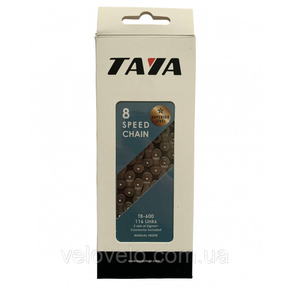 Ланцюг TAYA 8 Silver/Black 1/2 x 3/32 116 ланок TB600 з замком в боксі, фото 1