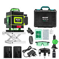 Відкалібрований Лазерний рівень нівелір Hilda 4D PRO версія  пульт зелений промінь