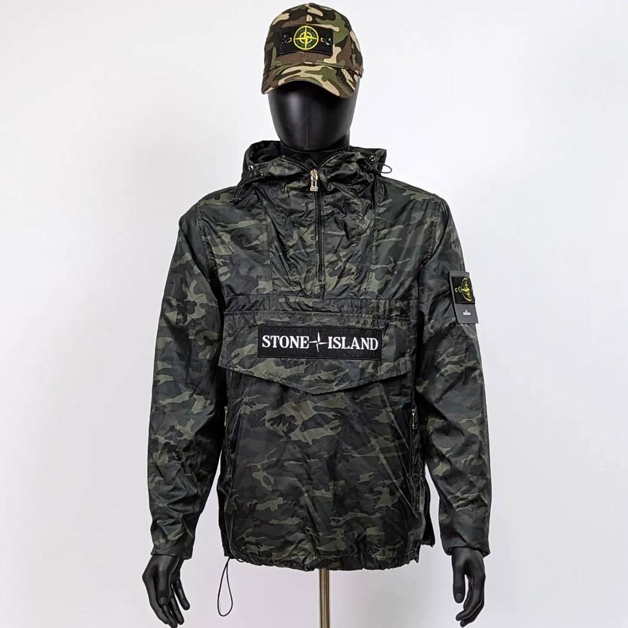 Чоловіча куртка вітровка анорак Stone Island CK6452 хакі S, XL, XXL
