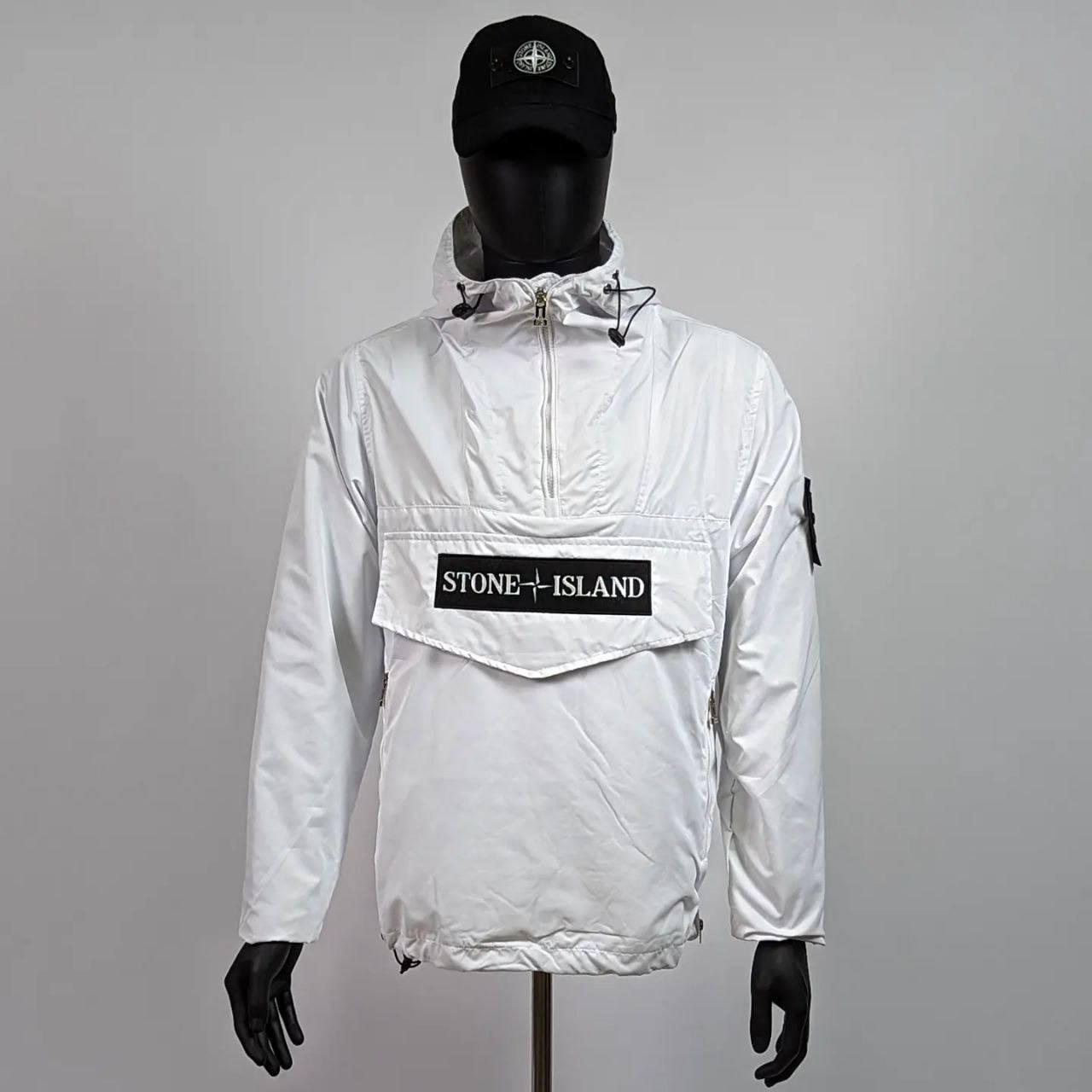 Чоловіча куртка вітровка анорак Stone Island CK5524 біла М, XL, XXL