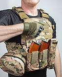 Жилет тактичний плитоноска MOLLE мультикам військова армійська, фото 5