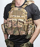 Жилет тактичний плитоноска MOLLE мультикам військова армійська, фото 3