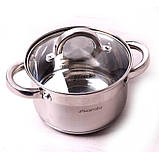 Каструля Kamille 4 л. з нержавіючої сталі з кришкою та порожнистими ручками KM-5620S, фото 6