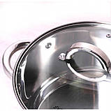 Каструля Kamille 4 л. з нержавіючої сталі з кришкою та порожнистими ручками KM-5620S, фото 4