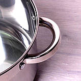 Каструля Kamille 4 л. з нержавіючої сталі з кришкою та порожнистими ручками KM-5620S, фото 2