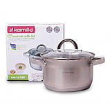 Каструля Kamille 3 л. з нержавіючої сталі з кришкою та порожнистими ручками KM-5618S, фото 5