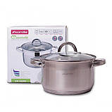 Каструля Kamille 4 л. з нержавіючої сталі з кришкою та порожнистими ручками KM-5620S, фото 5